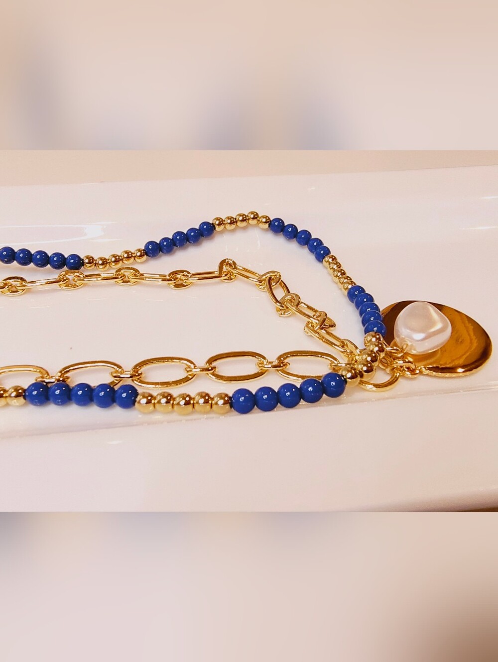 NWT J. Crew Two-layer Beaded Necklace Blue